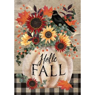 Pumpkin & Crow Flag | Fall, Inspirational, Floral, Bird, Yard, Flags