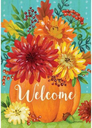 Pumpkin & Mums Flag | Fall, Welcome, Floral, Decorative, Flags