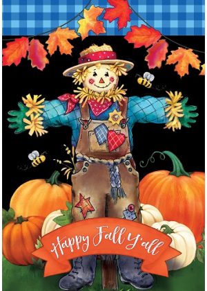 Scarecrow on Black Flag | Fall, Inspirational, Decorative, Flags