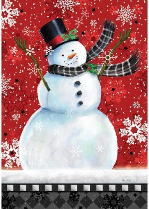 Snowman on Red Flag | Snowman, Winter, Decorative, Lawn, Flag