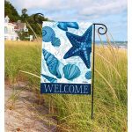 Blue Seashells Garden Flag | Nautical, Welcome, Garden, Flag
