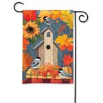 Fall Birdhouse Garden Flag | Fall, Bird, Cool, Yard, Garden, Flags