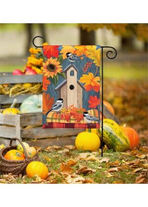 Fall Birdhouse Garden Flag Image