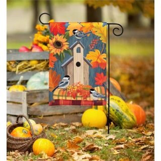 Fall Birdhouse Garden Flag Image