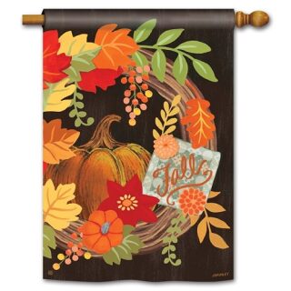 Grapevine Wreath House Flag | Fall, Floral, Outdoor, House, Flags