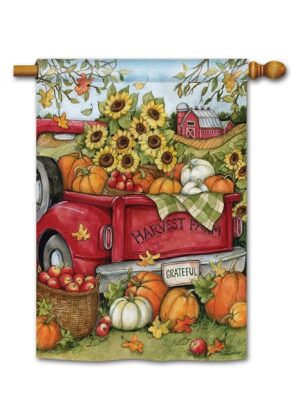 Harvest Farm Truck House Flag | Fall, Floral, Outdoor, House Flags