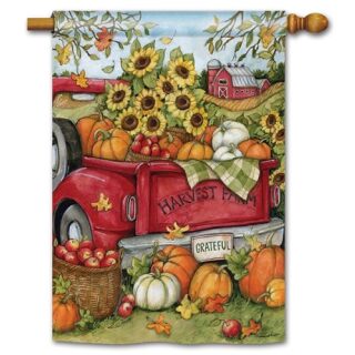 Harvest Farm Truck House Flag | Fall, Floral, Outdoor, House Flags