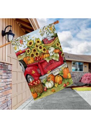 Harvest Farm Truck House Flag | Fall, Floral, Outdoor, House Flags