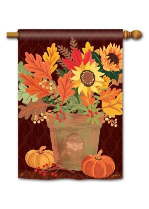 Harvest Terra Cotta House Flag | Fall, Floral, Outdoor, House, Flag