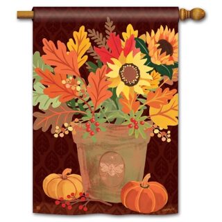 Harvest Terra Cotta House Flag | Fall, Floral, Outdoor, House, Flag