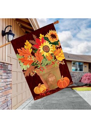 Harvest Terra Cotta House Flag | Fall, Floral, Outdoor, House, Flag
