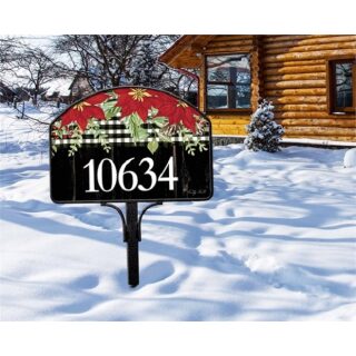 Poinsettias and Checks Yard Sign | Yard Signs | Address Plaques