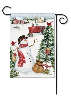 Snowman on the Farm Garden Flag | Christmas, Snowman, Flags