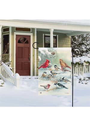 Winter Bird Feeding Garden Flag | Winter, Bird, Yard, Garden, Flag