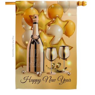 Golden New Year House Flag | New Year's, Double Sided, Flags