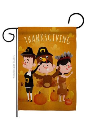 Pilgrims Thanksgiving Garden Flag | Thanksgiving, Garden, Flags