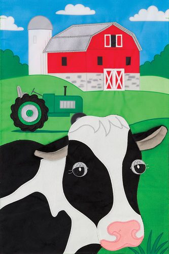 Cow & Barn Flag | Farmhouse, Applique, Yard, Cool, Garden, Flags