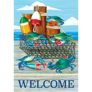 Crab Dock Flag | Welcome, Summer, Decorative, Lawn, Flags