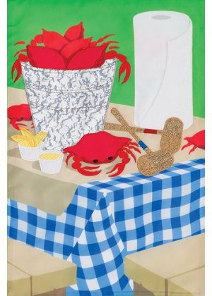 Crab Picnic Flag | Applique, Summer, Yard, Cool, Garden, Flags