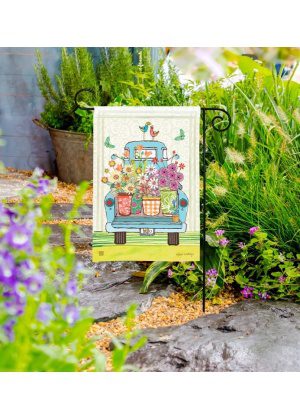 Flower Truck Garden Flag | Spring, Floral, Bird, Garden, Flags