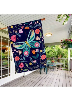 Flutter-By House Flag | Floral, Summer, Spring, Yard, House, Flags