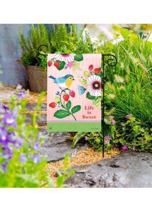 Life Is Sweet Garden Flag | Welcome, Bird, Floral, Garden, Flags
