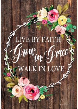 Live by Faith Flag | Inspirational, Floral, Decorative, Lawn, Flags