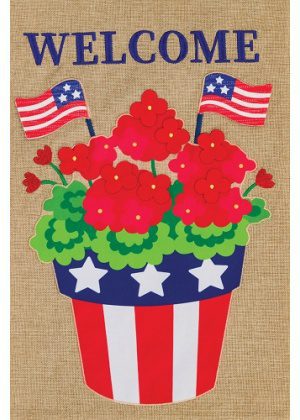 Patriotic Pot Flag | Burlap, Spring, Welcome, Cool, Garden, Flags