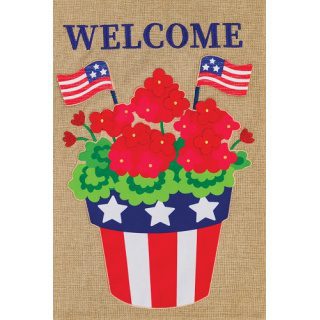 Patriotic Pot Flag | Burlap, Spring, Welcome, Cool, Garden, Flags