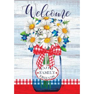 Red Gingham Daisy Flag | 4th of July, Welcome, Floral, Flags