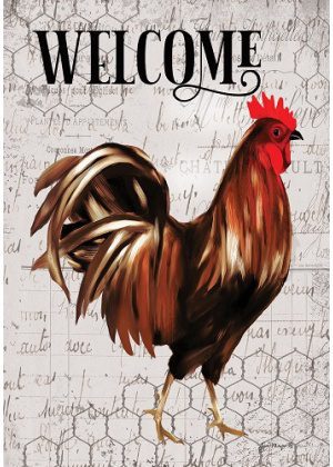 Rooster on Chicken Wire Flag | Welcome, Farmhouse, Bird, Flags