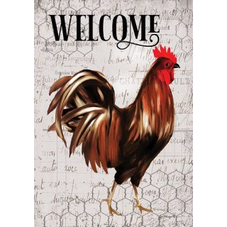 Rooster on Chicken Wire Flag | Welcome, Farmhouse, Bird, Flags