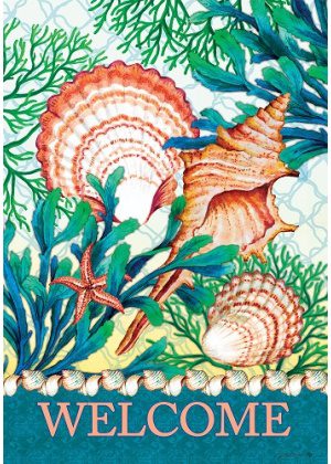 Seashell Welcome Flag | Welcome, Summer, Nautical, Lawn, Flags