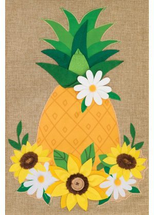 Sunflower Pineapple Flag | Burlap, Spring, Cool, Garden, Flags