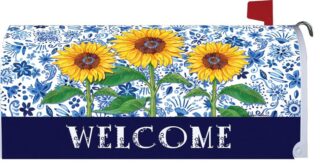 Sunflower on Blue Mailbox Cover | Mailbox Covers | Mailbox Wraps