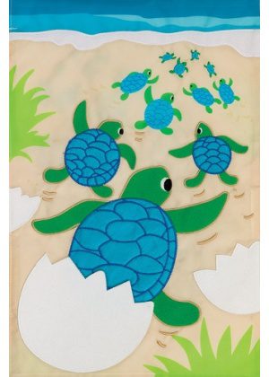 Turtle Babies Flag | Applique, Nautical, Beach, Cool, Garden, Flags