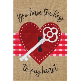 Valentine Key Flag | Burlap, Valentine, Two Sided, Garden, Flags