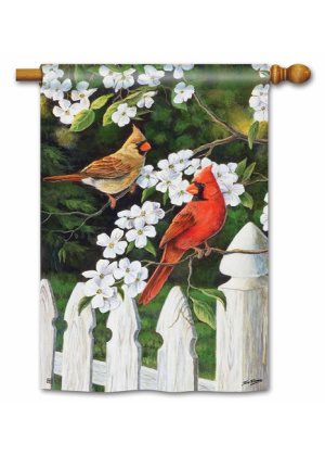 Dogwood Cardinals House Flag | Floral, Bird, Spring, House, Flags