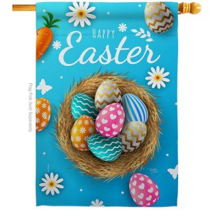 Colorful Egg Basket House Flag | Easter, Double Sided, Yard, Flags