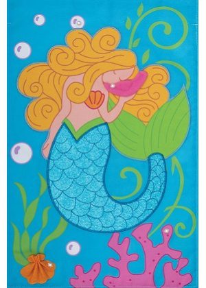 Mermaid Glitter Flag | Applique, Summer, Cool, Garden, Flags