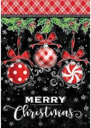 Ornaments on Black Flag | Christmas, Decorative, Garden, Flags