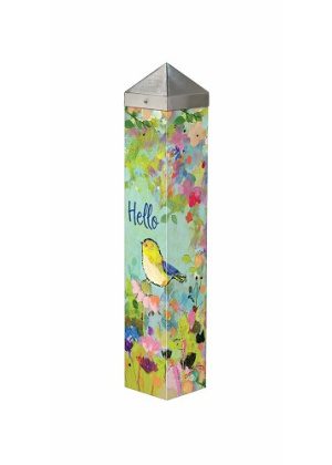 Bird Hello Art Pole | Art Poles | Peace Poles | Yard Poles