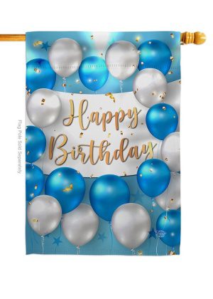 Birthday Balloons House Flag | Birthday, Double Sided, Yard, Flags