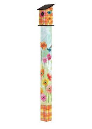 Gerbera Daisy Birdhouse Art Pole | Birdhouse Art Poles | Birdhouse