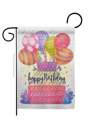Happy Birthday Balloon Cake Garden Flag | Birthday, Garden, Flag