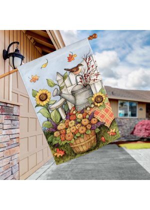 Autumn Garden House Flag | Fall, Birds, Outdoor, House, Flags