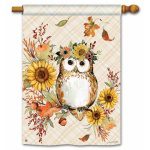 Autumn Owl House Flag | Fall, Bird, Floral, Outdoor, House, Flags