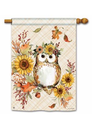 Autumn Owl House Flag | Fall, Bird, Floral, Outdoor, House, Flags