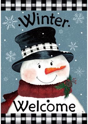 Black & White Snowman Flag | Winter, Welcome, Decorative, Flags