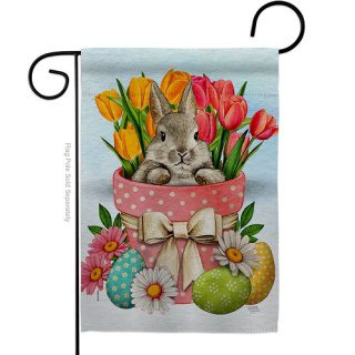 Bunny With Tulips Garden Flag | Easter, Two Sided, Garden, Flags